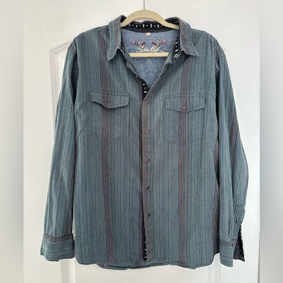 Denim Button Down Pearl Snap, Scully, Men’s L - Picture 1 of 9